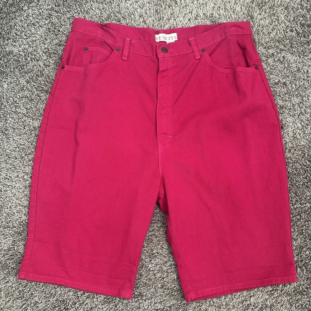 Vintage‎ Venezia Womens Plus Bermuda Denim Short 12' Inseam Size 22W Pink NWT